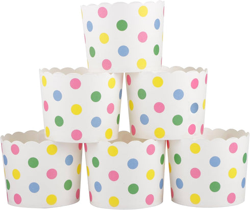 Webake Large Paper Baking Cup, 6oz Disposable Cupcake Muffin Cases, Jumbo Cupcake Liners, Set of 25 (Colorful dot)...