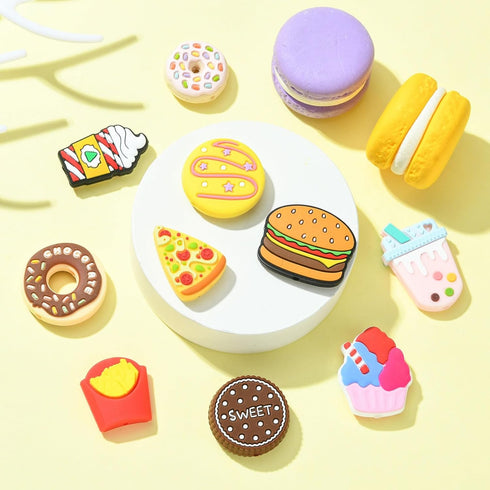 KitBeads 10pcs Silicone Food Beads Mixed Styles Cookie Pizza Donut Beads Rubber Burger Food Focal Beads for Jewelry Making Keychain Bulk...