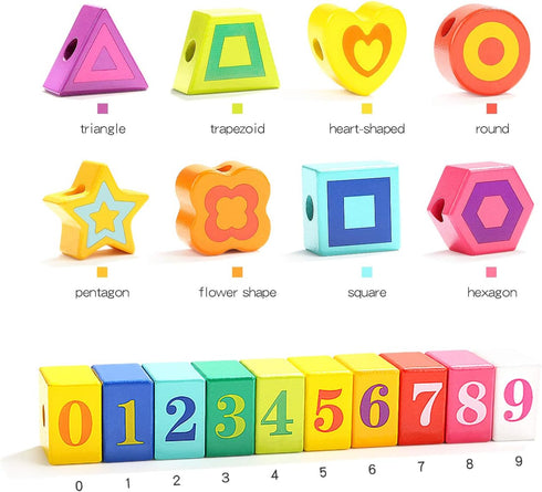 TOP BRIGHT Wooden Lacing Beads for Toddlers, Kids Fine Motor Skills Montessori Toys for 2 Year Old Girls Boys, Threading Toys for Two Year Old Gir...