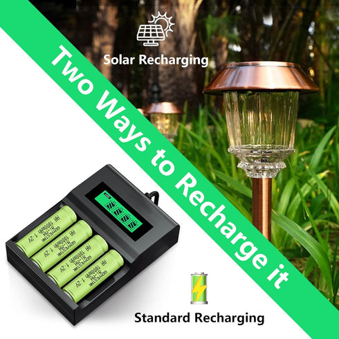 Rechargeable AA Battery NIMH 1.2V Double A 1000mAh 4 Pack Rechargeable AA Batteries Pre-Charged Solar Batteries Low Self Discharge for Solar Light...