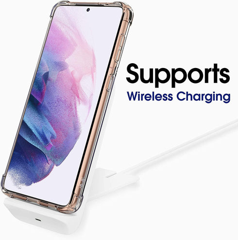 KIOMY Clear Case for Samsung Galaxy S21 5G Airbag Corners Shockproof Bumper Protective Phone Cover, Hybrid Design Hard PC Back with Flexible TPU F...