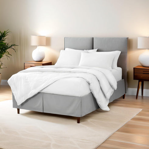Bare Home Queen Bed Skirt - 15-Inch Tailored Drop Easy Fit - Bed Skirt for Beds - Center & Corner Pleats (Queen, Dark Blue)...