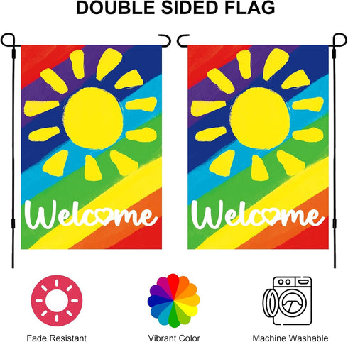 Pride Garden Flag Outdoor 12x18 Inch Vertical Double Sided, Welcome LGBTQ Progress Yard Rainbow Flag for Lesbian Gay Bisexual Transgender Pansexua...