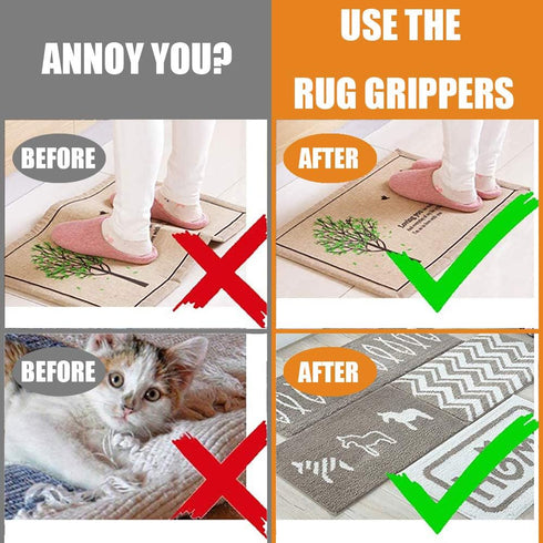 Rug Grippers with Super Stickiness- Anti Curling Carpet Tape Non-Slip Area Keeps Your Rug in Place and Makes Corners Flat for Corners and Edges Re...