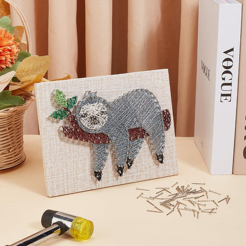 WEBEEDY DIY String Art Kit for Adults Beginners, Cute Sloth Animal Nail String Craft Kit, Include All Necessary Accessories and Frame Home Wall De...