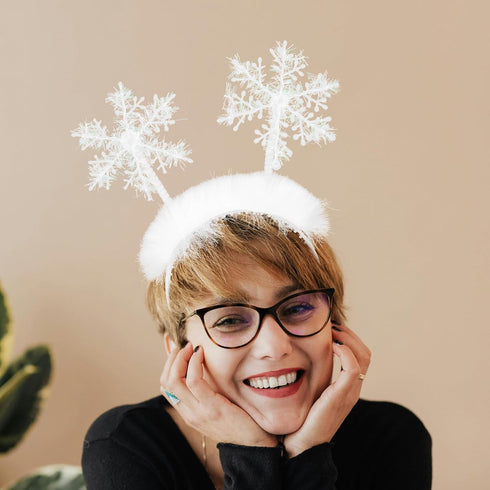 Lurrose 2pcs Christmas Feather Snowflake Headbands Merry Christmas Hairbands Head Boppers Headdress Costume Props for Women Girls Children...