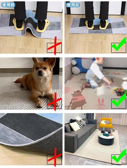 Set 8PCS Rug Gripper Tape, Washable and Reusable, Dual-Sided Anti-Slip Pads for Rugs, Suitable for Hardwood Floors, Rug Anchors to Prevent Slippag...