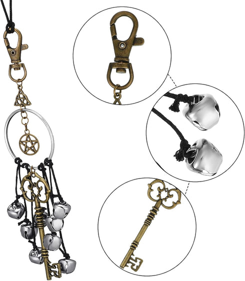 Witch Bells for Door Witchcraft Bells Supplies Wiccan Decor Altar Bell Antique Magic Keys Witchy Wicca Home Protection Decor Kitchen Witch Decor (...