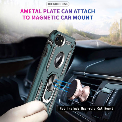 LeYi Compatible for iPhone 8, 7, 6s, 6 Case with 2 Pack Tempered Glass Screen Protector, Military-Grade Phone Case with Ring Kickstand for iPhone ...