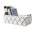 Decorative Collapsible Rectangular Fabric Storage Bin Organizer Basket with Wooden Handles for Clothes Storage,12.6x8.7x4.7 inch,White...