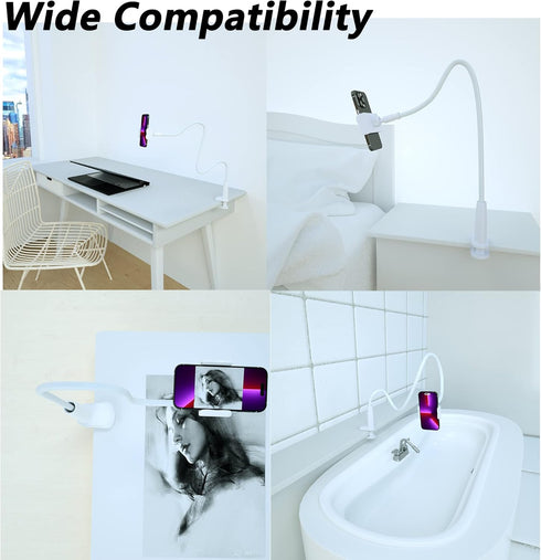 MAGIPEA Cell Phone Clip Bed Stand Holder, with Grip Flexible Long Arm Gooseneck Bracket Mount Clamp for Desk, Compatible with iPhone 14 Pro Max XR...