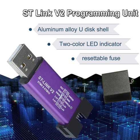 ST-Link V2 Emulator Downloader Programmer STM8STM32 Programming Unit 3.3V 5V Two-Color Indicator with Dupont Cable...