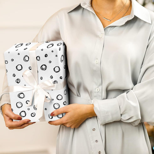 AnyDesign 12 Sheet Black White Wrapping Paper Minimalist Gift Wrap Paper Bulk Geometric Stripes Dots Art Craft Paper for Birthday Graduation DIY C...