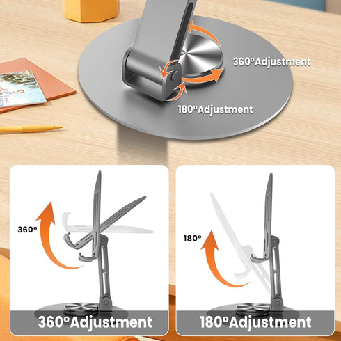 2PCS Cell Phone Stand, Multi-Angel Adjustable 360° Rotation Non-Slip Metal Phone Stand Compatible with iPone Android Smartphone and Tablet(Grey&Gr...