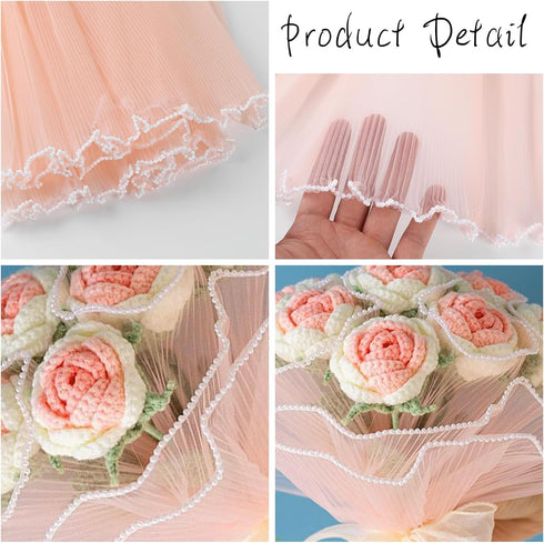 CCINEE 4.37 Yards Flower Wrapping Mesh Paper?Pearl Wrinkled Wavy Net Yarn Flower Wrapping Mesh Paper Korean Bouquet Wrapping Mesh for DIY Crafts V...