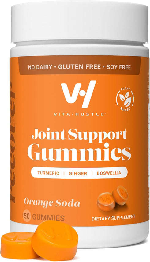 VitaHustle Turmeric Ginger Gummies for Inflammation, Joint Flexibility, Muscle Recovery, Low Sugar, Vegan, Gluten Free, Non GMO, Orange Flavor, 50...