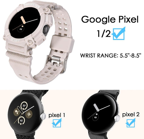 Google Pixel Watch 2 Band for Women Men, Google Pixel 2 Case, Shock Waterproof Band with Case for Google Pixel 2 & 1, Slim Bumper Sport Bands for ...