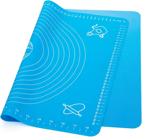 LIMNUO Silicone Baking Mat, Extra Thick Large Non Stick Pastry Mat Sheet for Dough Pie Crust Rolling Mats (Blue, M-16''(W)*20''(L))...