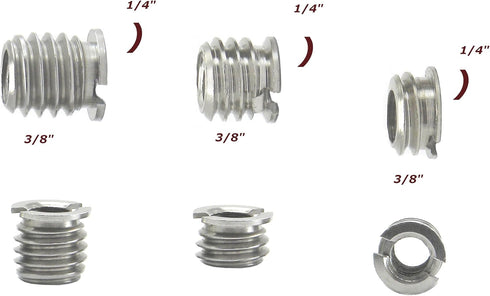 1/4" to 3/8" Convert Screw 5 Pack (3 Different Lengths Adapter Set) Desmond Camera Tripod Bushings...