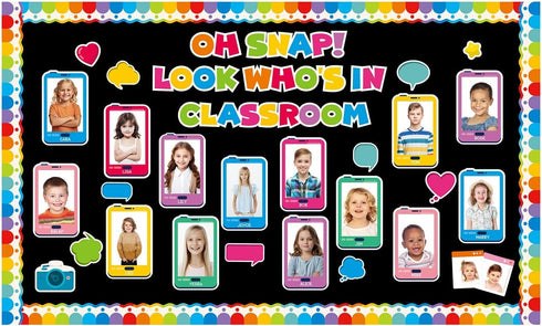 70Pcs Look Who's in Classroom Bulletin Board Set Back to School Wall Chalkboard Decors Phone Shaped Paper Cutouts DIY Photo Supplies First Day of ...