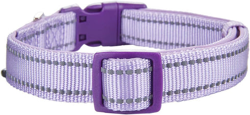 Reflective Nylon Padded Dog Collar Adjustable Soft Pet Collars with Quick Release Buckle for Small Medium Large Dogs (Lavender, 13-19 inch)...