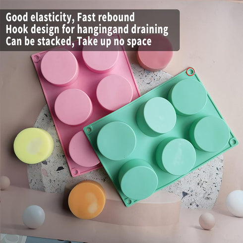 3 Pack Round Chocolate Molds, 6-Cavity Silicone Mini Cake Molds, Cookie Molds for Jelly Baking, Candy, Oreo,Pudding (D, 3Pcs/6-Cavity)...
