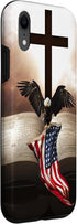 iPhone XR Pretty Christian Cross Bible A Bald Eagle Grip American Flag Case...