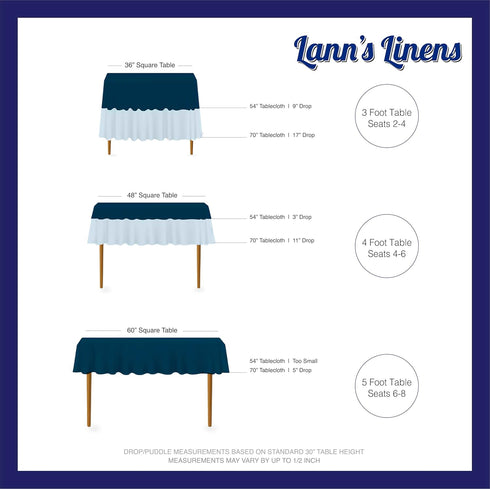 Lann's Linens - 70" Square Premium Tablecloth for Wedding/Banquet/Restaurant - Polyester Fabric Table Cloth - White...
