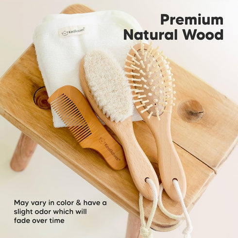 Baby Hair Brush - Baby Brush with Soft Goat Bristles, Cradle Cap Brush, Perfect Scalp Grooming Product for Infant, Toddler, Kids, Newborns, Baby G...