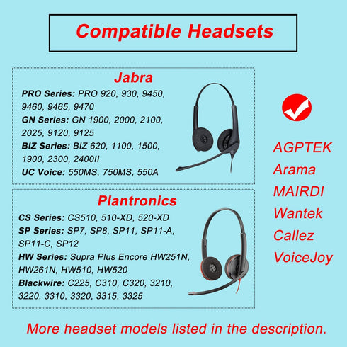 Ear Pads for Jabra Headset, Foam Ear Cushions Replacement Headphone Covers for Jabra PRO 920 930 9470 9400BS GN2000 Biz 1500 1900 2300 2400II Plan...