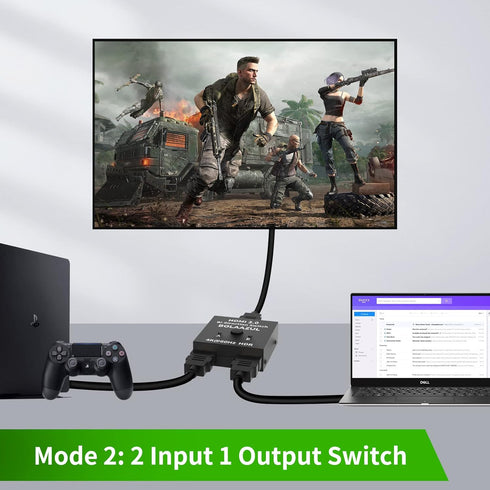 HDMI Switch 2 in 1 Out or 1 in 2 Out 4K@60Hz, Bi-Directional HDMI 2.0 Switcher 2-Way HDMI Port Expander Hub Selector Box Supports HDR, 3D, 1080P, ...