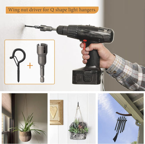 18 Pack Q-Hanger Light Hooks,Wall Cabinet Ceiling Hooks Screw Hooks for Outdoor String Lights, Wire, Plants,Wind Chimes, Holiday Party Decoration ...