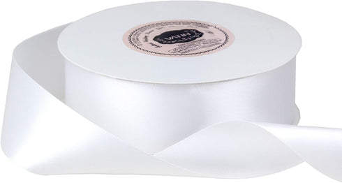 VATIN 1-1/2" Wide Double Faced Polyester Satin Ribbon - 50 Yard (White), Perfect for Wedding, Gift Wrapping, Bow Making & Other Projects...