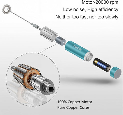Milk Frother Handheld, Battery Operated Coffee Foamer Drink Mixer with 2 Stainless Steel Electric Whisks for Coffee, Latte, Cappuccino, Hot Chocol...