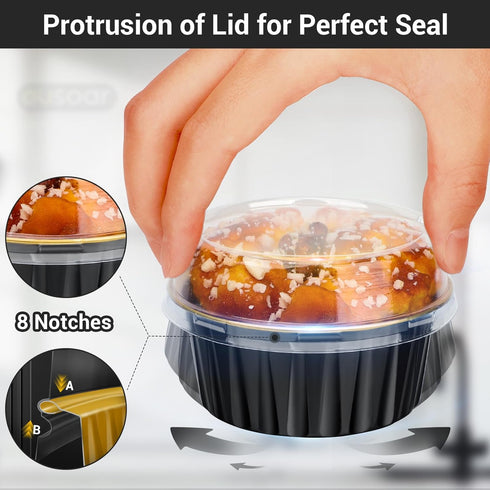 EUSOAR Ramekins with Lids, 25pcs 5oz Cupcake Liners Aluminum Foil Baking Dessert Cups Holders, Mini Muffin Creme Brulee Disposable Ramekins Cheese...