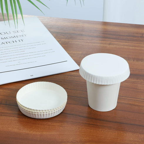 100Pcs Disposable Paper Cup Cover Hot Cup Lid Recycled Drinking Stackable Lid Tea Coffee Mug Cover for Cafe Hotel KTV Bars...