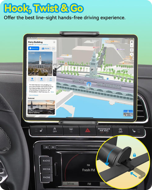for iPad Car Mount Air Vent Tablet Holder Upgraded Metal Hook for 5-11 Inch Samsung Galaxy Tablets iPad Pro Air Mini iPhone Cell Phone...