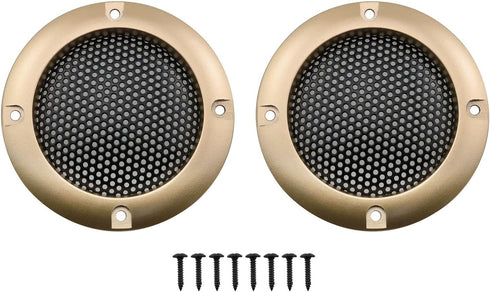 2inch Speaker Cover DGZZI 2PCS Golden Metal Mesh Grille Woofer Decorative Circle Protections with Screws, Tweeter Speaker Grill Guard Protector, C...