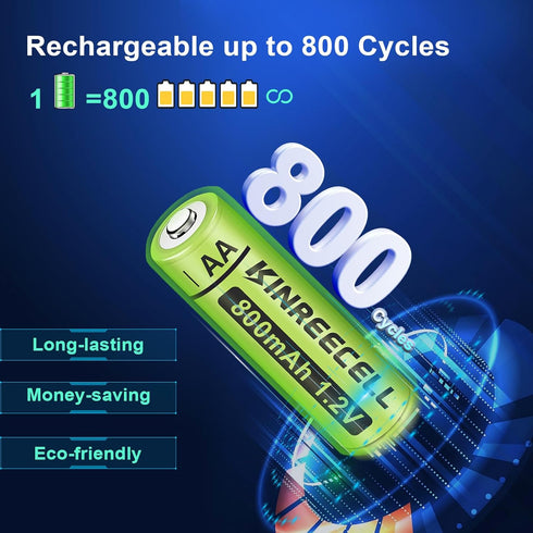 Rechargeable AA Batteries, Ni-MH Double A Solar Batteries High Capacity 1.2V Pre-Charged for Outdoor Solar Lights, String Lights?Pathway Lights(AA...