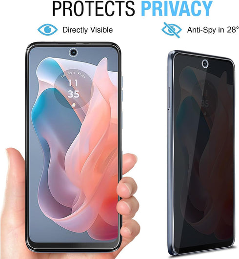 [2+2 Pack for Moto G Power 5G (2024) Privacy Tempered Glass Screen Protector and Camera Lens Protector, Anti-Spy 9H Hardness Case Friendly Film fo...