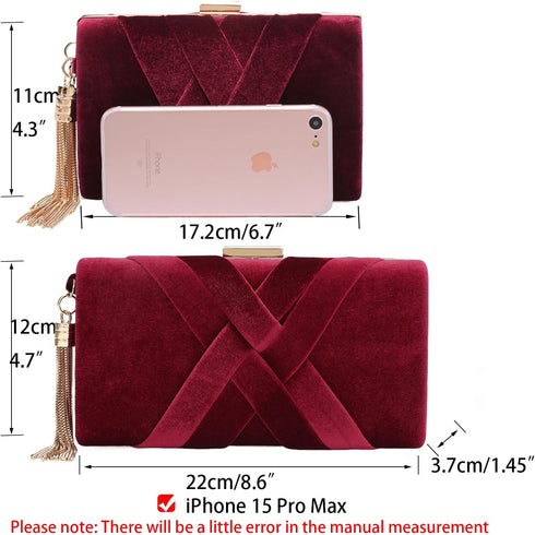 CARIEDO Women's Evening Big Handbag Clutch Velvet Fabric Bridal Purse for Wedding Prom Night Out Party...