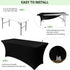 Obstal Spandex Table Cover 6ft Fitted Tablecloth Rectangular - Black Rectangle Folding Table Cloth for Birthday Party Wedding Banquet, 72L x 30W I...