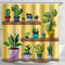 Yellow Tropical Plant Shower Curtain, Colorful Flower Pot Home Potted Plants Waterproof Colorful Funny with Bathroom Fabric 12 Hooks 60x72 inches...