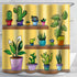 Yellow Tropical Plant Shower Curtain, Colorful Flower Pot Home Potted Plants Waterproof Colorful Funny with Bathroom Fabric 12 Hooks 60x72 inches...