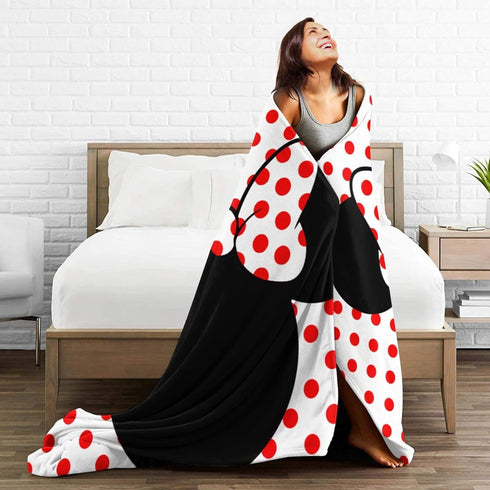 Cute Bow and Polka Dot Blanket Air Conditioner Blanket Lightweight Nap Flannel Blanket Soft for Sofa Bed Living Room Suitable for All Seasons 50"x...