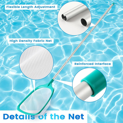 Pool Skimmer - Pool Skimmer Net with 5 Aluminum Pole Sections 67'', Skimmer Net with Fine Mesh Net for Cleaning Leaf of Swimming Pools, Spas, Hot ...