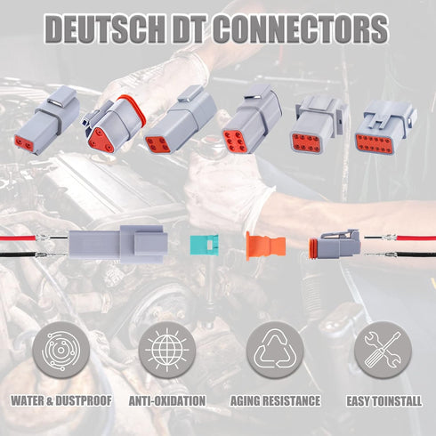 86 PCS Deutsch DT Grey 2 Pin Connectors 10 Set, Waterproof Electrical Wire Connector with Stamped Contacts and Seal Plug for Truck, Off-Road Vehic...