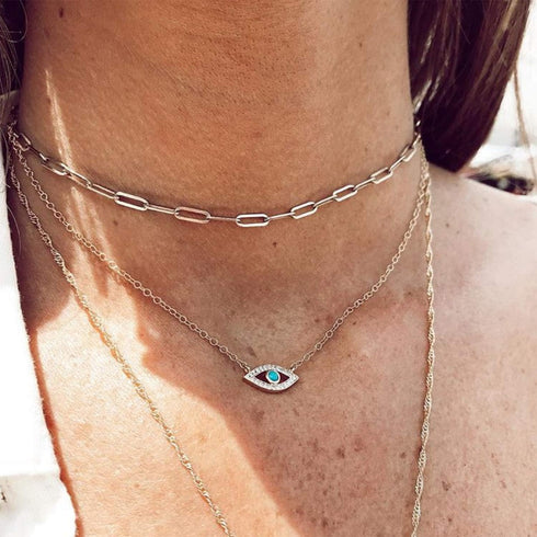 MYEARS Women Evil Eye Necklace Gold Pendant Turquoise Diamond CZ Pave 14K Gold Filled Chain Dianty Boho Beach Simple Handmade Jewelry Gift...
