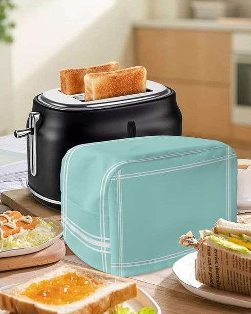 Toaster Cover 2 Slice Solid Teal Color Bread Toaster Oven Cover with Pockets Light Cyan Dustproof Bakeware Protector Small Kitchen Appliance Dust ...