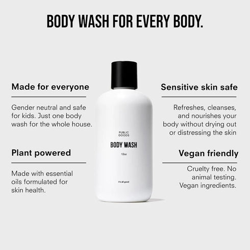 Public Goods Body Wash for Men and Women | Natural Soap for Bath & Shower | Body Scrub Made with Organic Essential Oils | Sulfate & Paraben Free |...